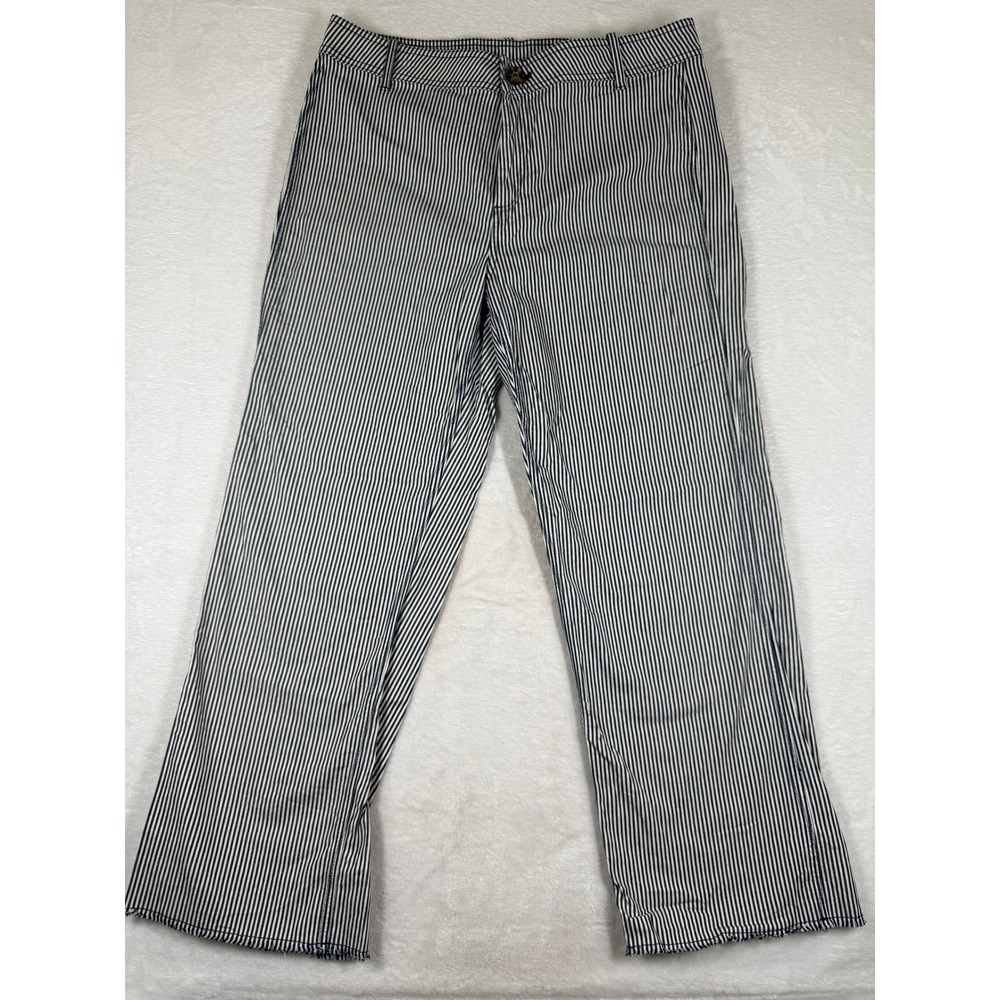 Vineyard Vines Womens Navy White Striped Wide Leg Raw Hem Pants 2P001352 Size 29